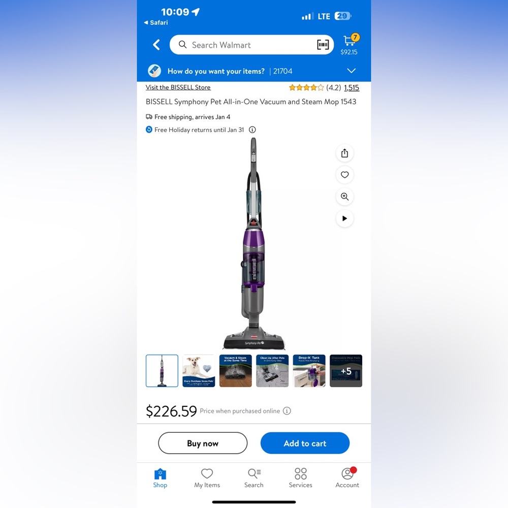 Bissell Symphany-Pet 4 in 1 vacuum